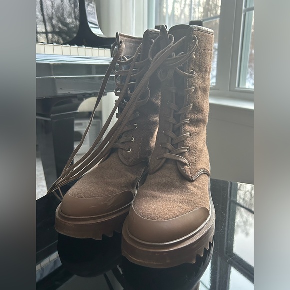 COPY - Tamara Mellon Runway Combat Boots 2” Platform Wool Leather Trim Women’s … - Picture 2 of 16